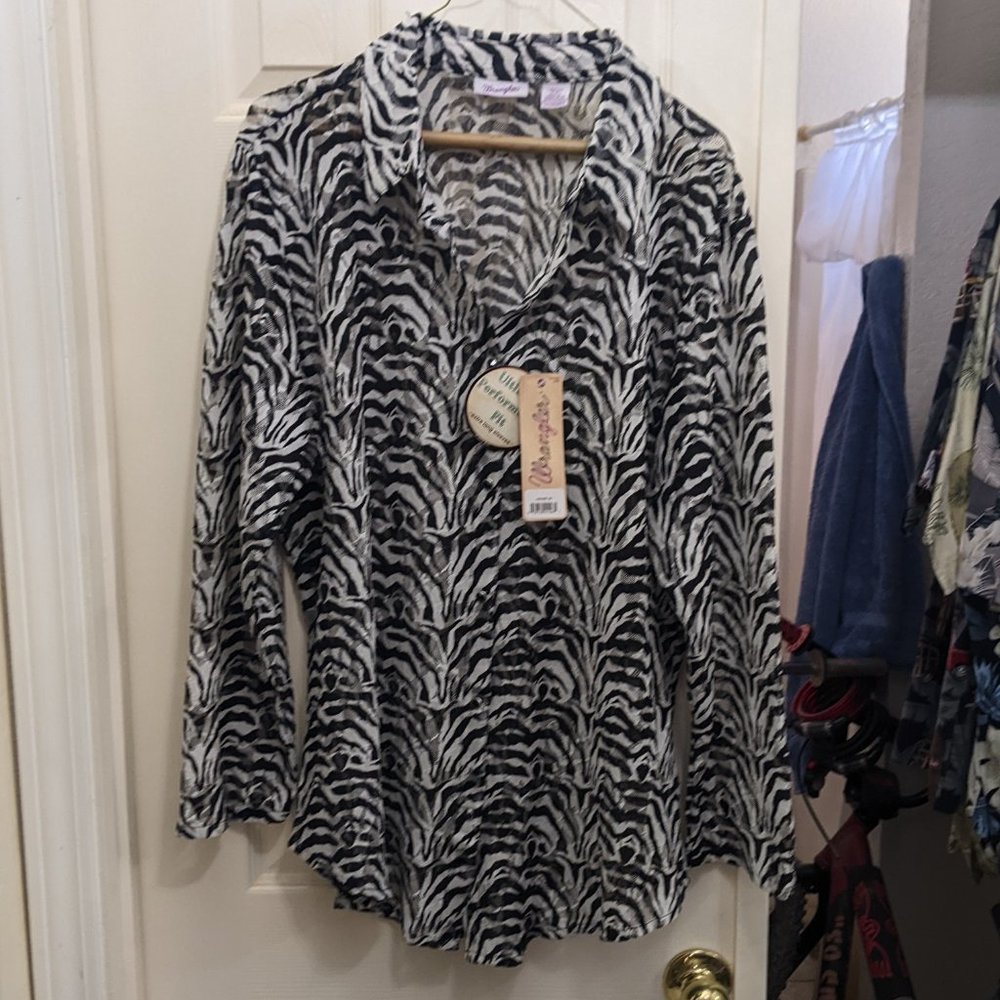 Wrangler Sheer Lace Button Down Shirt XXL